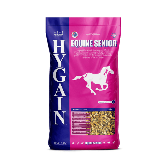 A palatable non-oat micronized sweet feed, formulated for mature / senior / old horses 