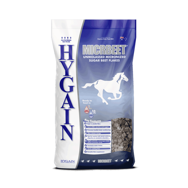 MICRBEET® for horses, provides digestible energy in the form of soluble fibre as opposed to sourcing energy from starches and sugars.