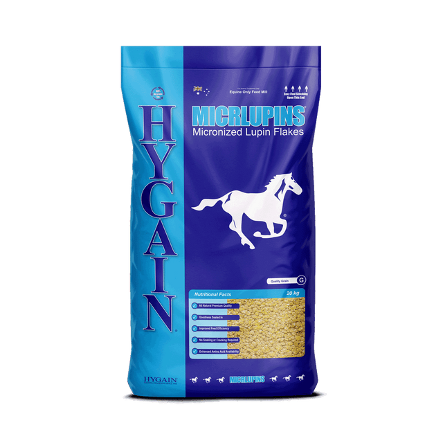 Hygain® Micrlupin® is a premium quality, all natural, micronized lupins for horses that requires no soaking or cracking with the goodness sealed in.